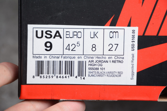 air jordan 1 retro high og chicago red 555088-101