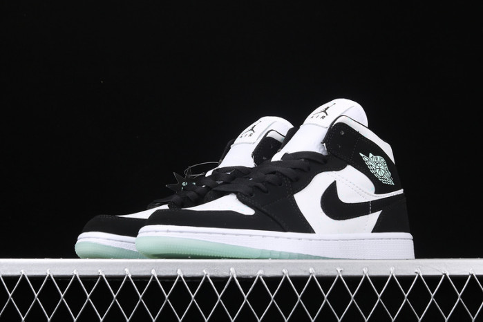 air jordan 1 mid white black teal tint (gs) bq6931-103
