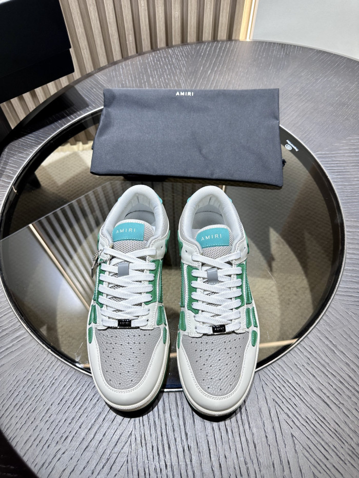 amiri skeleton low-skel top sneakers white green mfs003-114