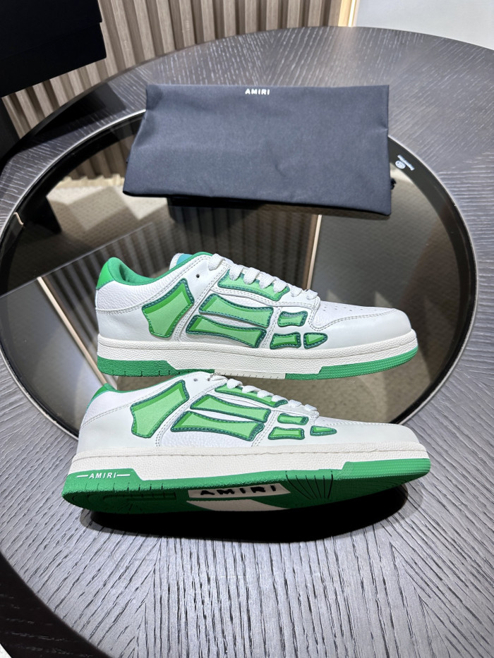 amiri skeleton low-skel top sneakers white green ps24mfs005-310