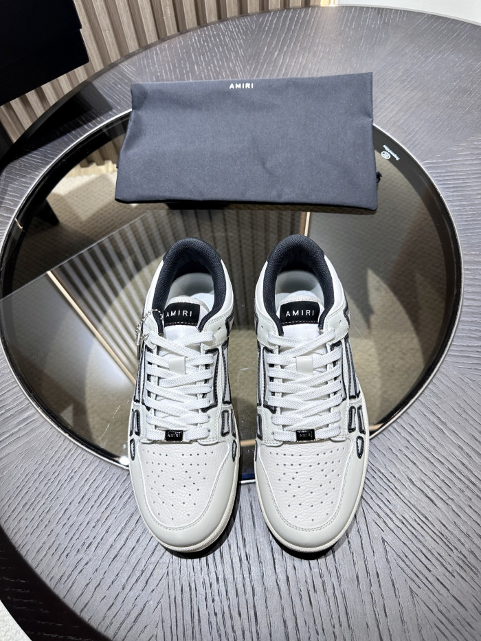 amiri skeleton low-skel top sneakers white black ps24mfs005-111