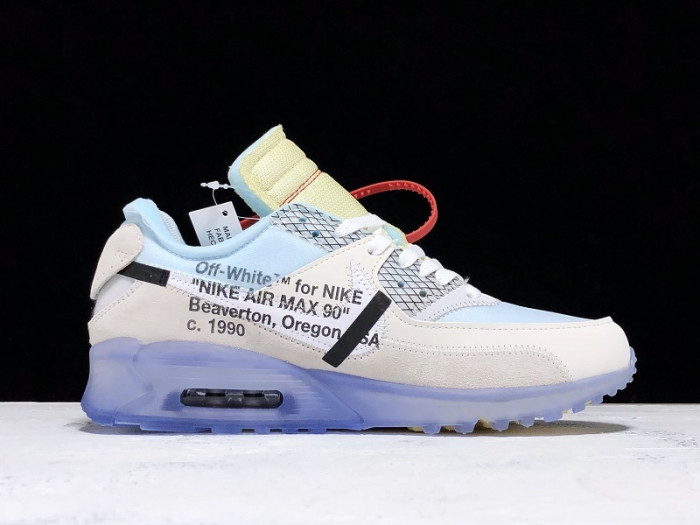 off-white x nike air max 90 am90 the ten 10 sail muslin virgil abloh - aa7293-100