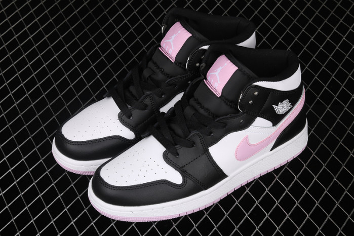 air jordan 1 mid white/light arctic pink-black 555112-103